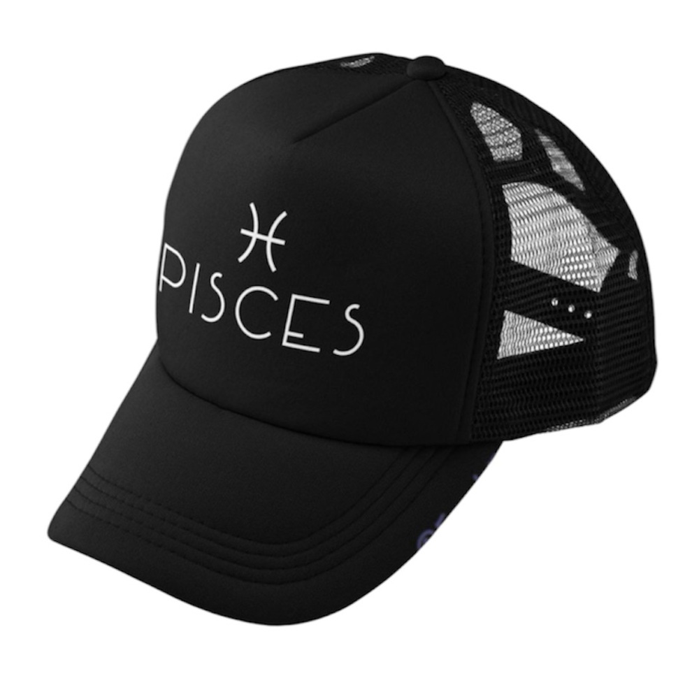New Pisces Zodiac Sign Black Foam Trucker Hat Mesh Snapback Cap One Size